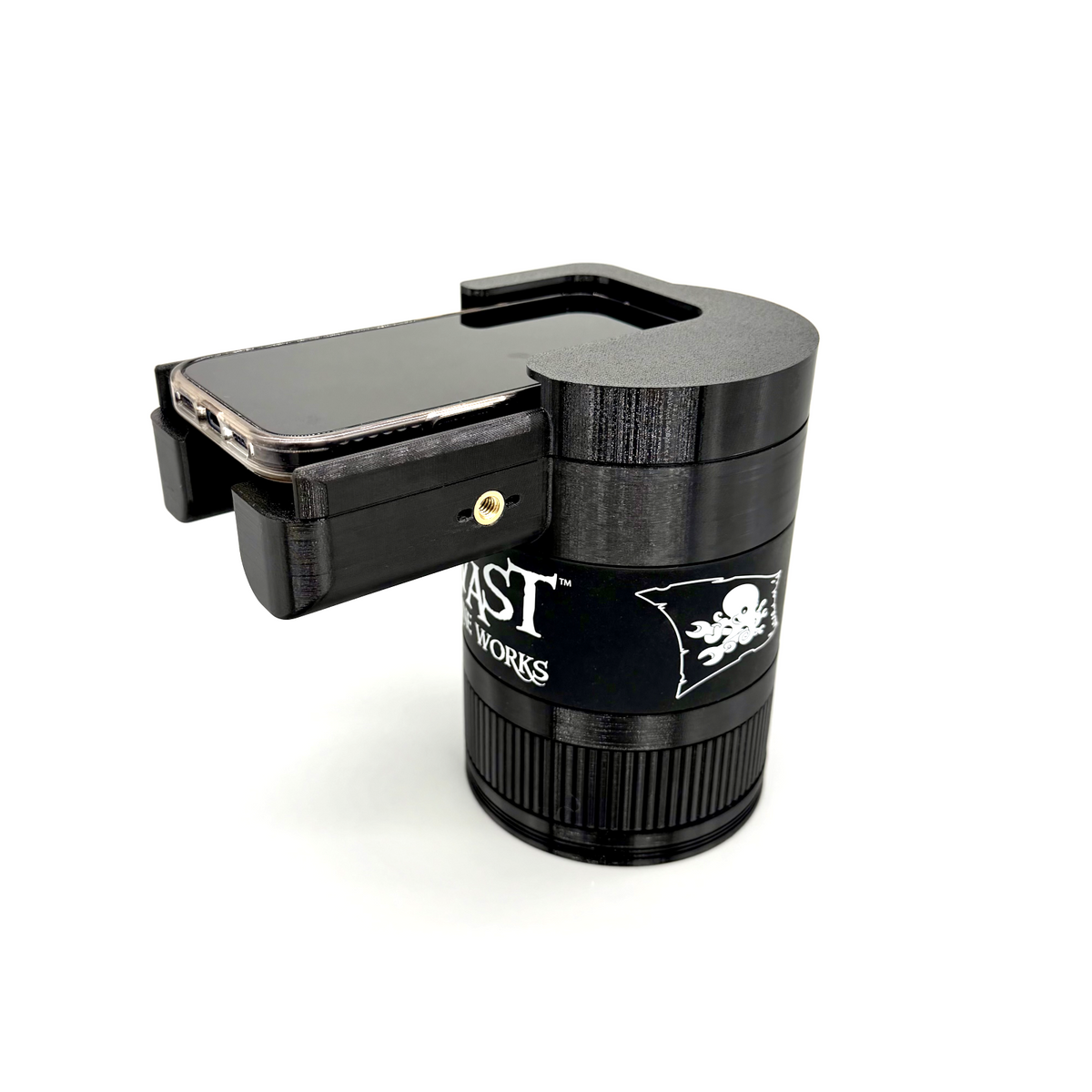 Porthole Creator Mark II - for smartphones
Avast Marine Porthole Creator for Apple IOS and Android. 3D-printed underwater coral and fish photography gear. Black camera lens with accessories on a white background. 